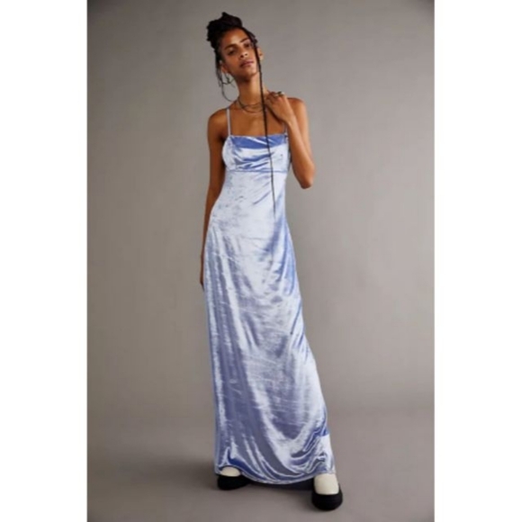 Free People Dresses & Skirts - Free People Karlie Velvet Maxi Dress In Blue Opal